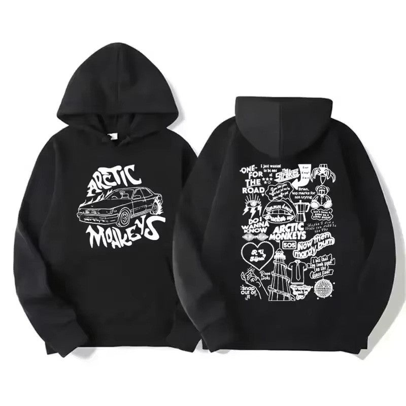 Vintage Rock Arctic Monkeys Album Print Black Hoodie Men's Y2K Sweatshirt