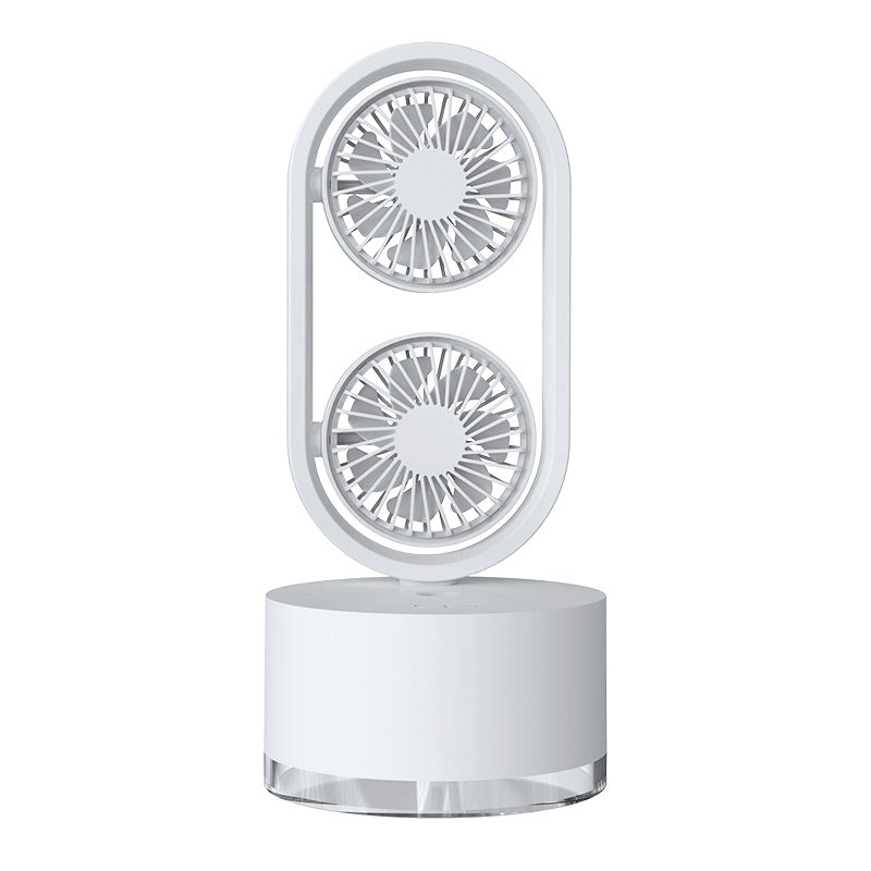 Two-In-One New Double-Leaf Spray Water-Cooled Fan Desk Top Dormitory Small Fan Ins Wind Humidifier Desk Fan