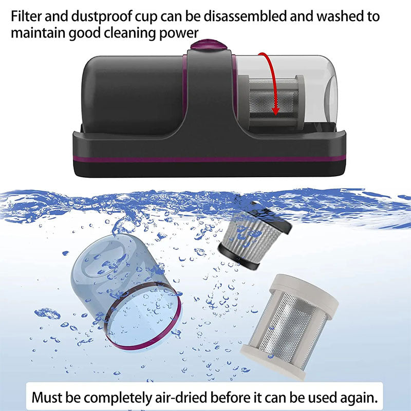Ultraviolet Mite Removal Instrument Vacuum Cleaner Cordless Handheld Vacuum For Mattress Sofa Bed Home Detachable Filter