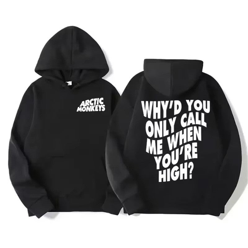 Vintage Rock Arctic Monkeys Album Print Black Hoodie Men's Y2K Sweatshirt