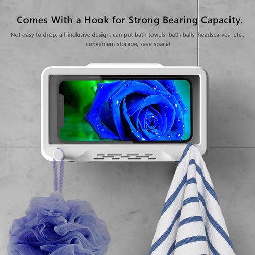 Rotary Bathroom Phone Holder Waterproof Case Box Wall Mounted All Covered Mobile Phone Shelves Self-Adhesive For Shower Bath