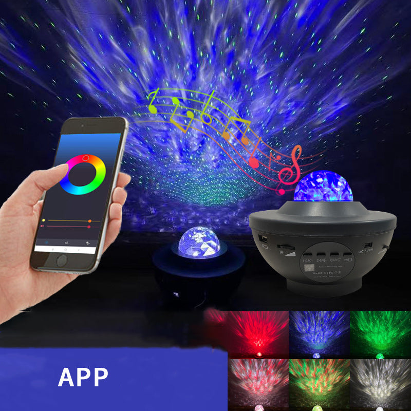 Galaxy Starry Night Lamp LED Star Projector Night Light Ocean Wave Projector with Music Bluetooth Remote Control Kids Gift