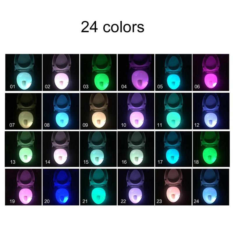 Bathroom Toilet Nightlight LED Body Motion Activated On/Off Seat Sensor Lamp 8/24Colors PIR Toilet Night Light lamp