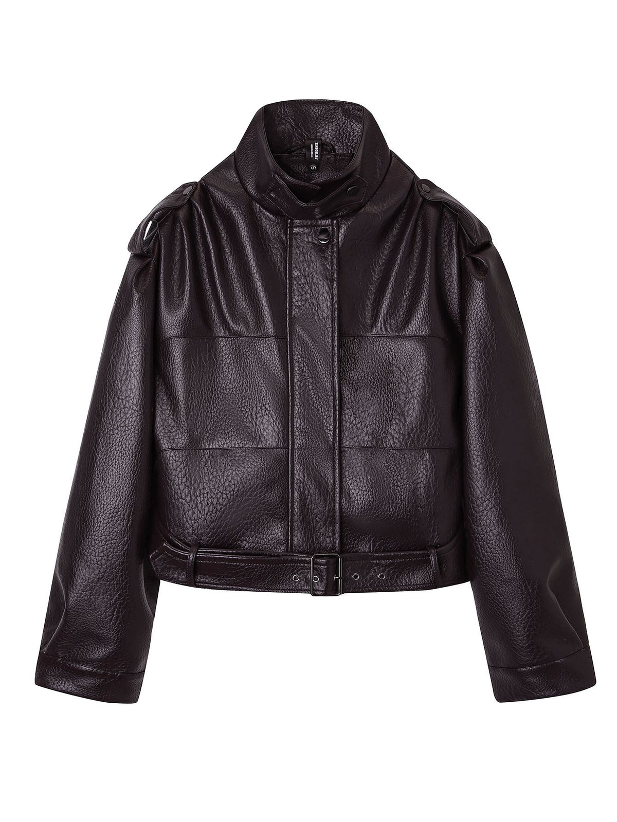 Stylish Short Vintage Biker Leather Jacket for Women, Stand Collar, Slim Fit, Fashionable Autumn and Winter Outwear