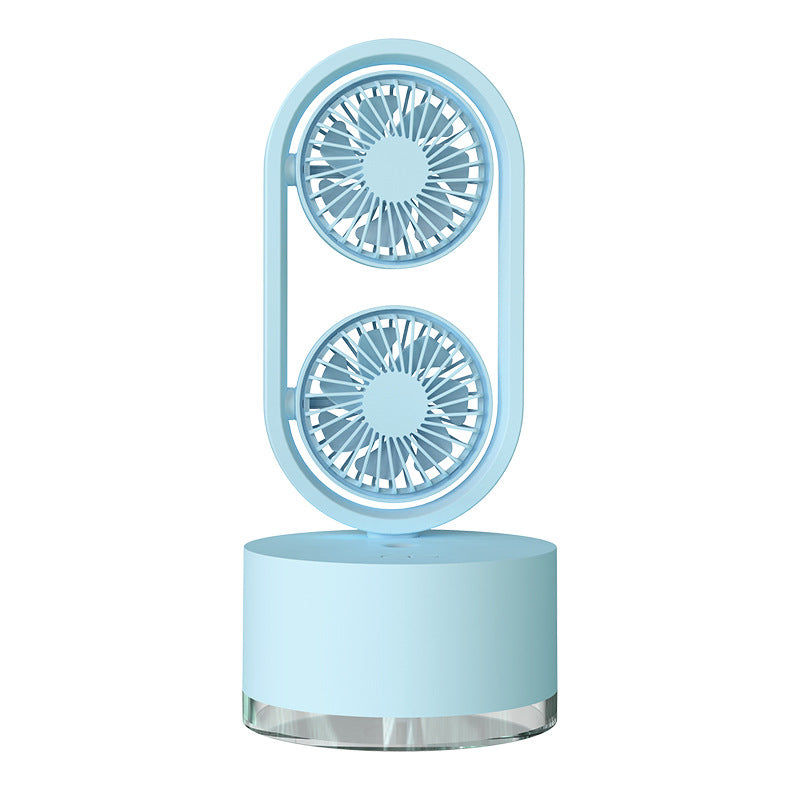 Two-In-One New Double-Leaf Spray Water-Cooled Fan Desk Top Dormitory Small Fan Ins Wind Humidifier Desk Fan