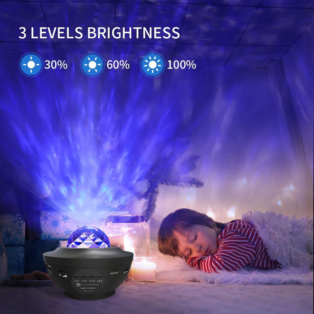 Galaxy Starry Night Lamp LED Star Projector Night Light Ocean Wave Projector with Music Bluetooth Remote Control Kids Gift