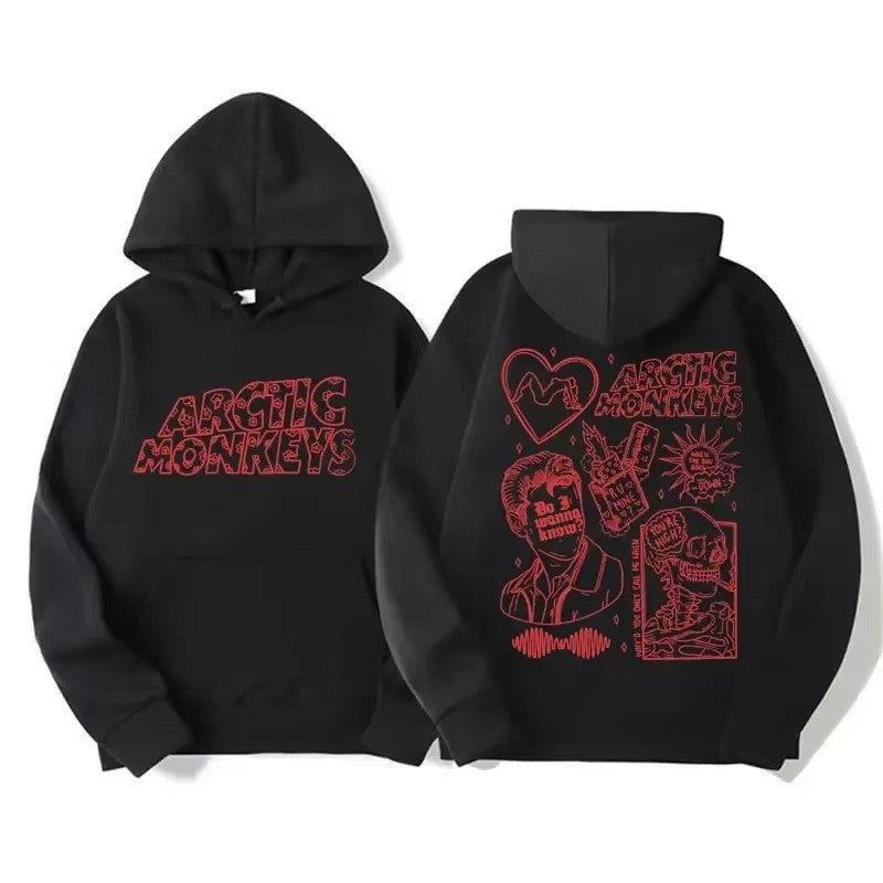 Vintage Rock Arctic Monkeys Album Print Black Hoodie Men's Y2K Sweatshirt