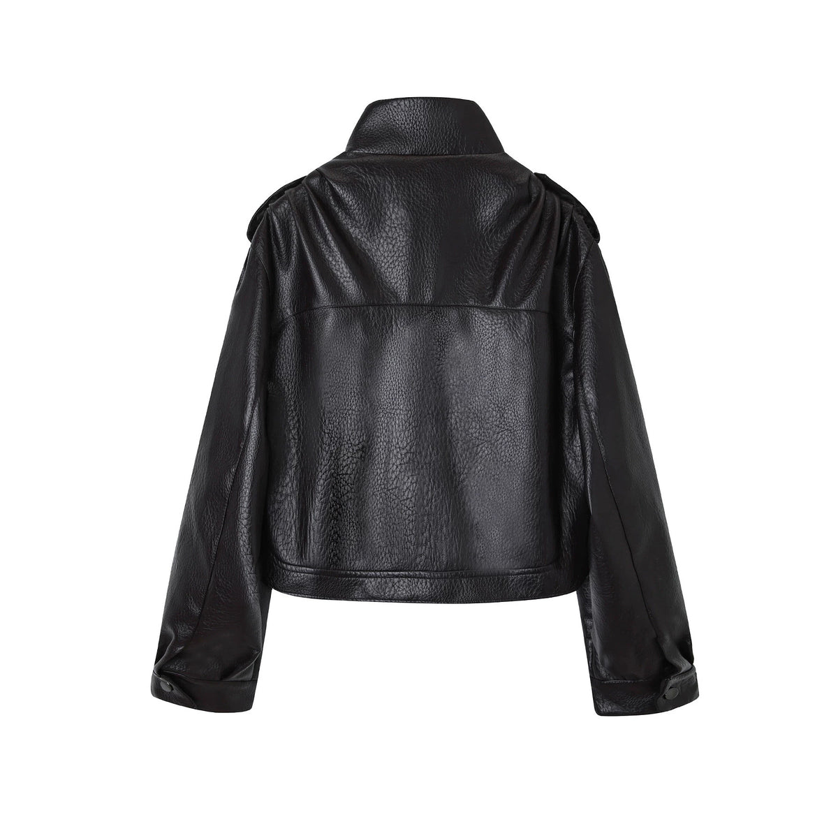 Stylish Short Vintage Biker Leather Jacket for Women, Stand Collar, Slim Fit, Fashionable Autumn and Winter Outwear