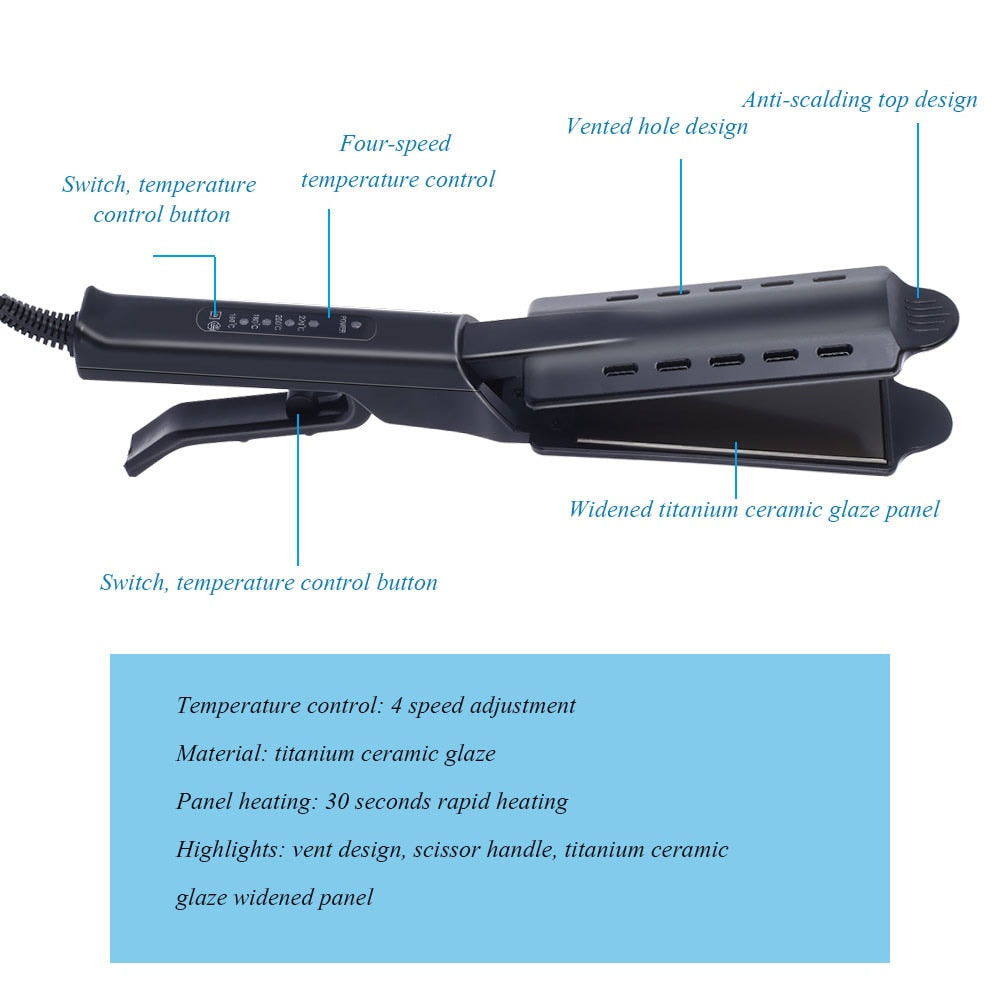 Hair Straightener Four-gear Temperature Adjustment Ceramic Tourmaline Flat Iron Women Hair Straightener Widen Panel Hair Curler
