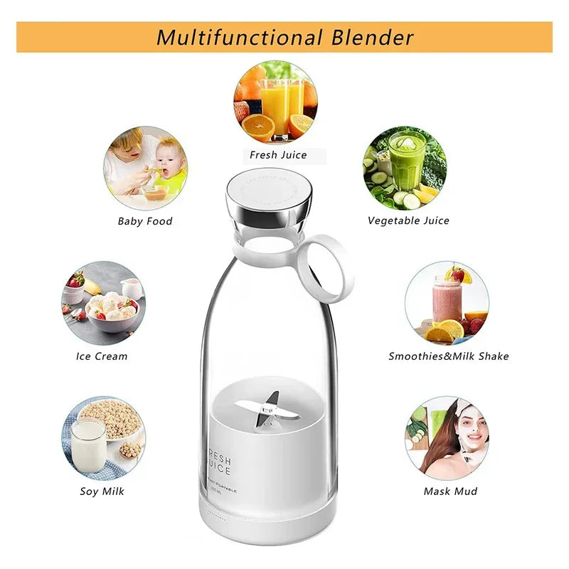New Multi-Functional Electric Outdoor Portable Juicer Cup-Wireless Charging Household Mini Juice Maker Machine Blender High-Powe