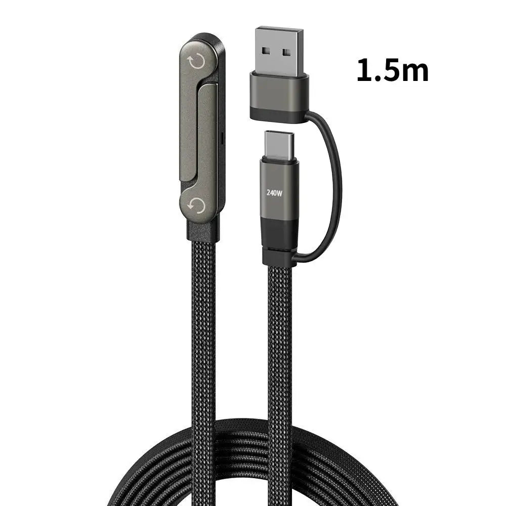  2-in-1 Holder Charger Cable – 240W Fast Charging Cord with Built-In Phone Stand USB Type C to USB-C Cable PD Cable Phone Holde