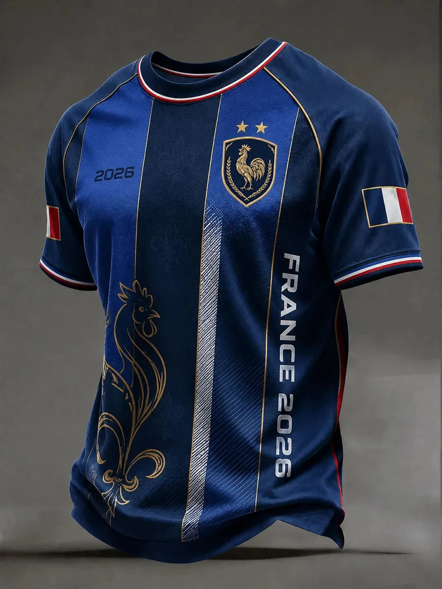 France Style Football Jersey T Shirt Men Women 3D Print Pattern Top Short Sleeve Quick Dry Breathable Casual Outdoor Summer Wear