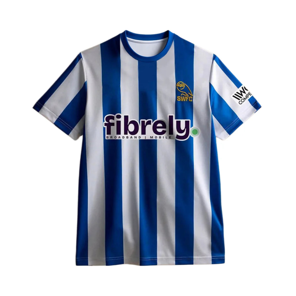 New Men's Wednesday SWFC Football Jersey Blue White Vertical Striped Short Sleeve Training Sports Quick-drying T-Shirt Summer