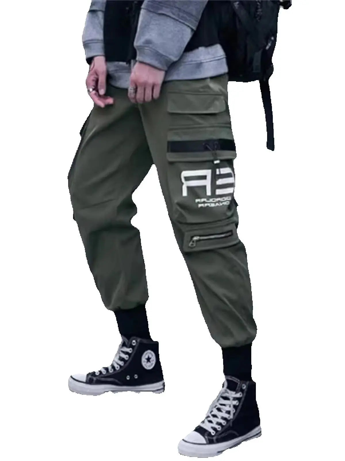 Joggers Cargo Pants for Men Casual Hip Hop Hit Color Pocket Male Trousers Sweatpants Streetwear Ribbons Techwear Pants