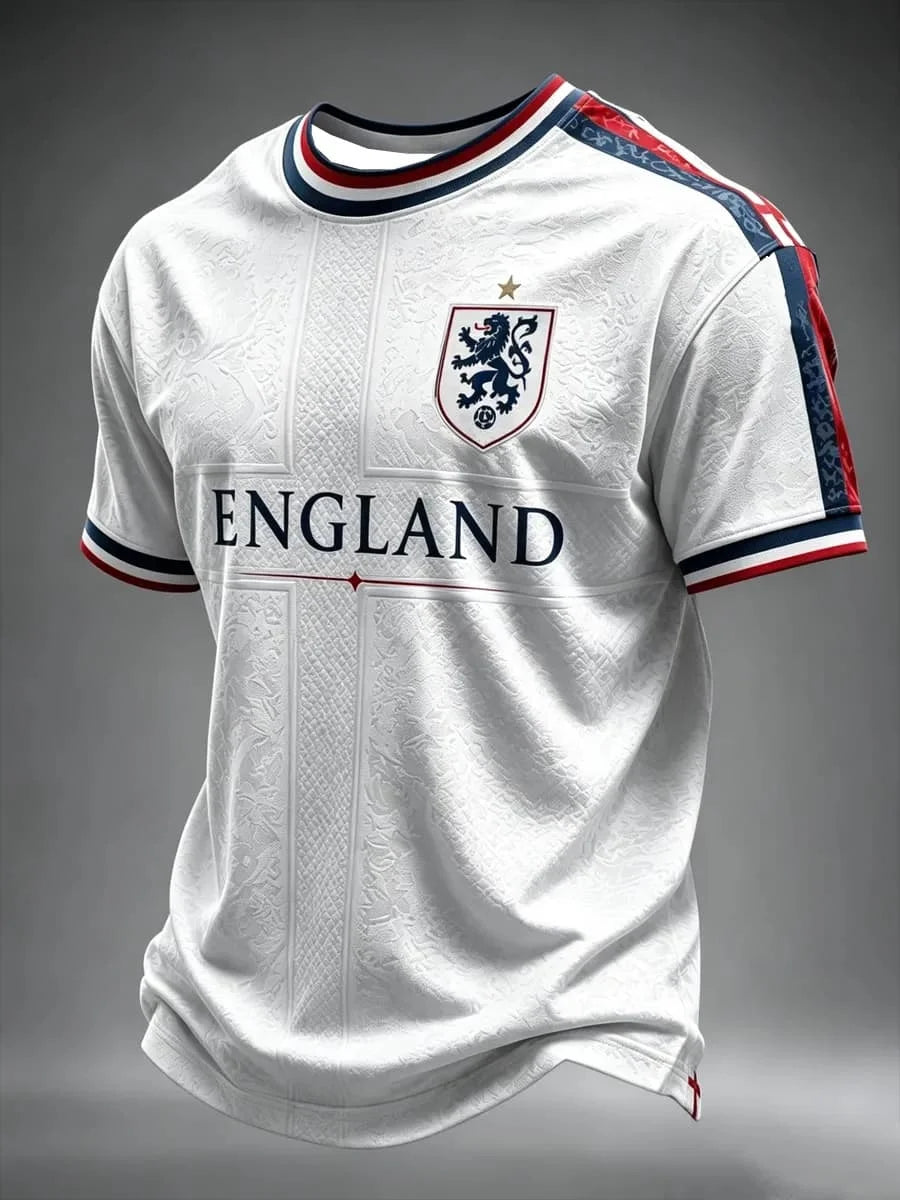 2026 New Men England Football Jersey Crew Neck Short Sleeve Navy Striped Collar Cuff National Fan Sports T-shirt