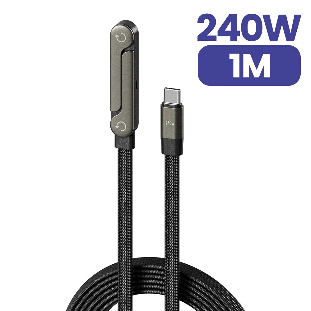 2-in-1 240w Built In Phone Stand Charging Cable USB C To USB C Quick Charge Data Wire For iPhone 17 Foldable Bracket Type C Cord