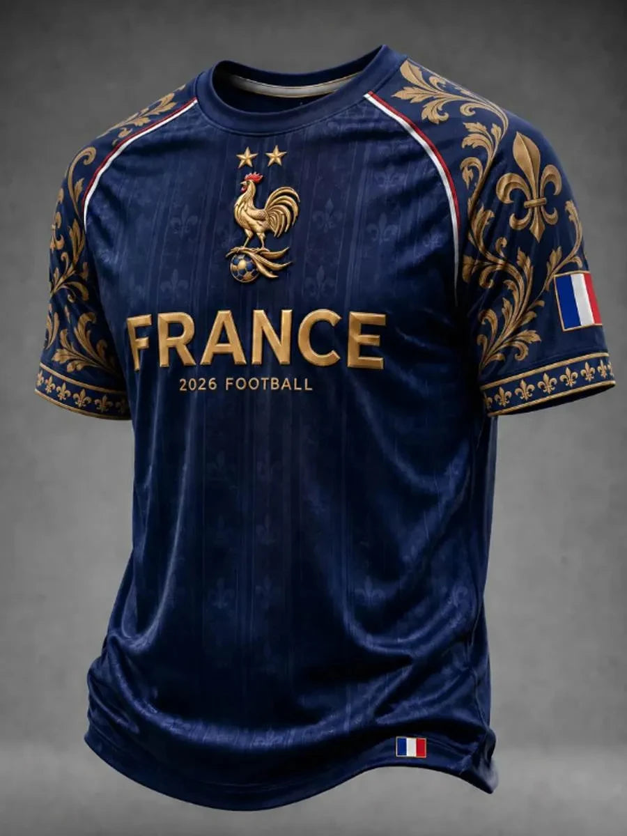 France Style Football Jersey T Shirt Men Women 3D Print Pattern Top Short Sleeve Quick Dry Breathable Casual Outdoor Summer Wear