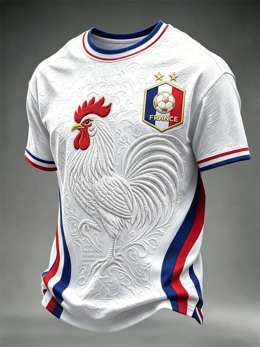France Style Football Jersey T Shirt Men Women 3D Print Pattern Top Short Sleeve Quick Dry Breathable Casual Outdoor Summer Wear