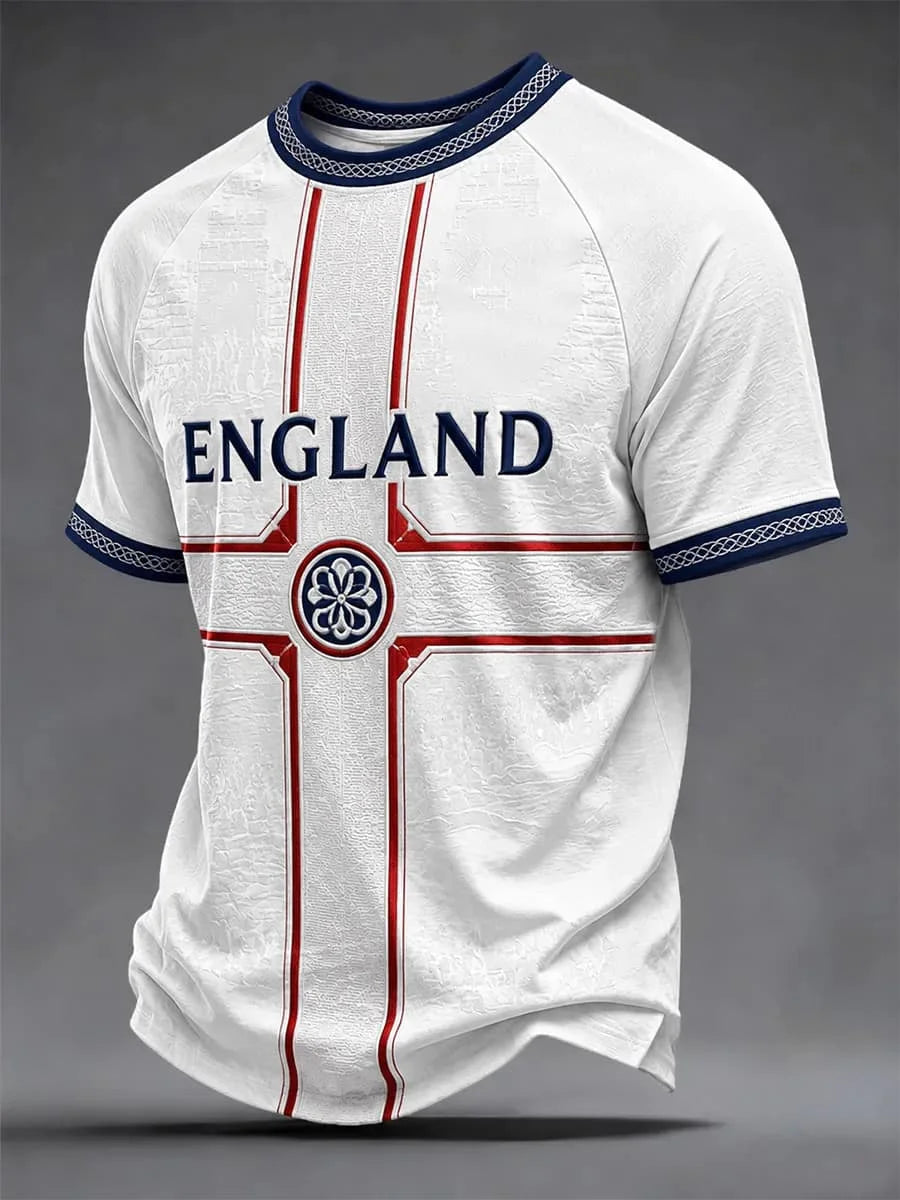 2026 New Men England Football Jersey Crew Neck Short Sleeve Navy Striped Collar Cuff National Fan Sports T-shirt