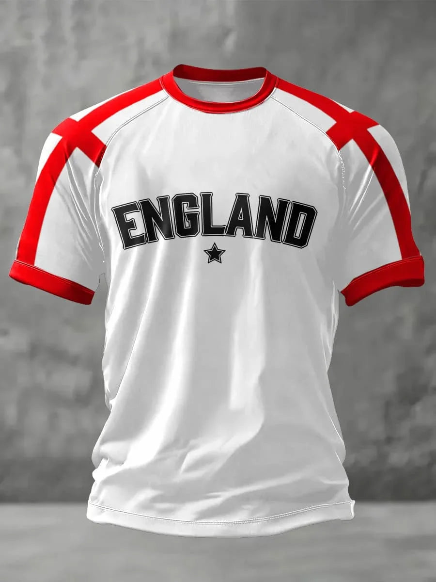 2026 New Men England Football Jersey Crew Neck Short Sleeve Navy Striped Collar Cuff National Fan Sports T-shirt