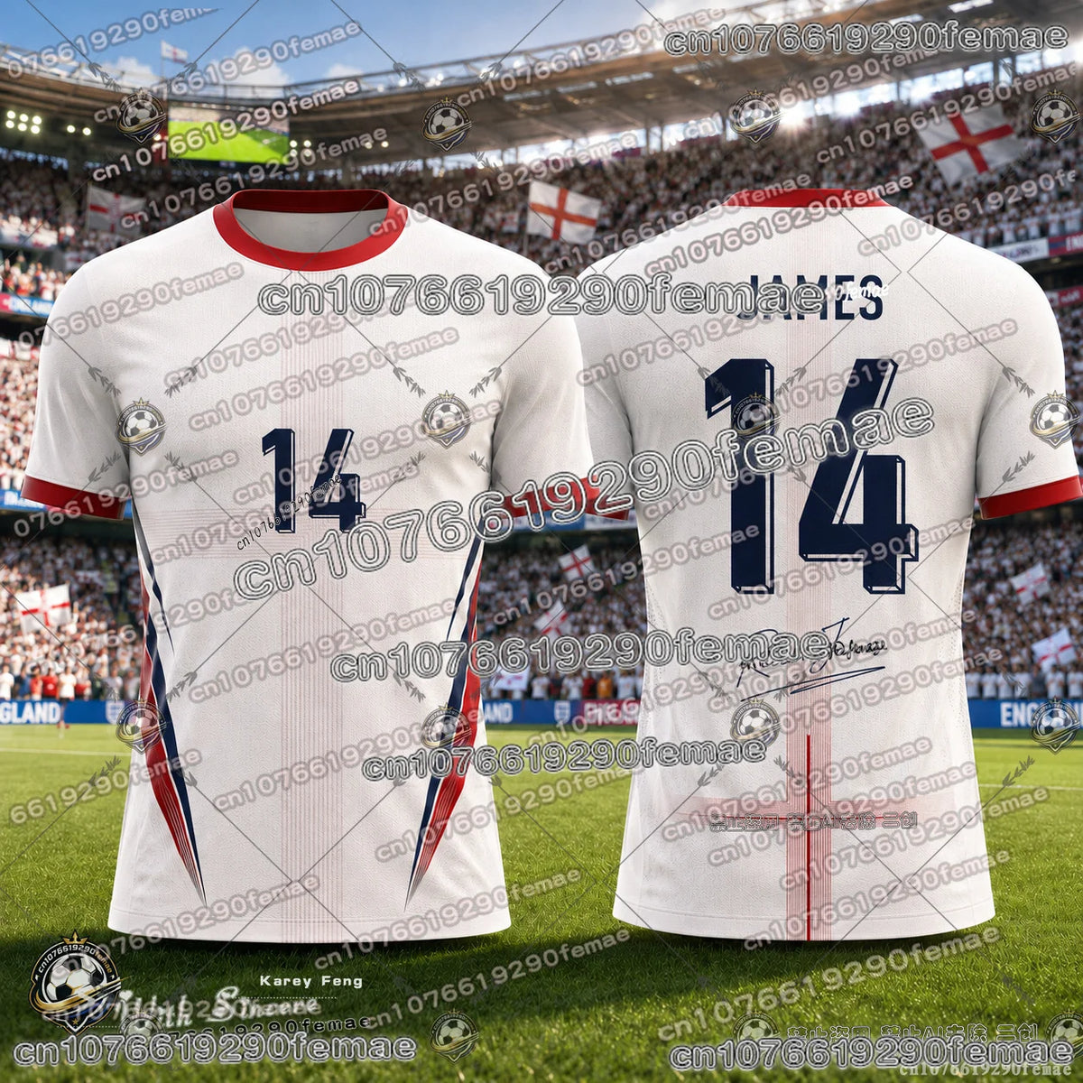 25-26 England Fan Soccer Jersey Men Sports Shirt Quick Dry Breathable Comfortable Casual Training Football Top Kids Adults