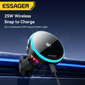 Essager QI 2.2  Magnetic Wireless Car Charger 25W Fast Charging Station for iPhone 17 16 Pro MacSafe RGB Car Phone Holder Stand