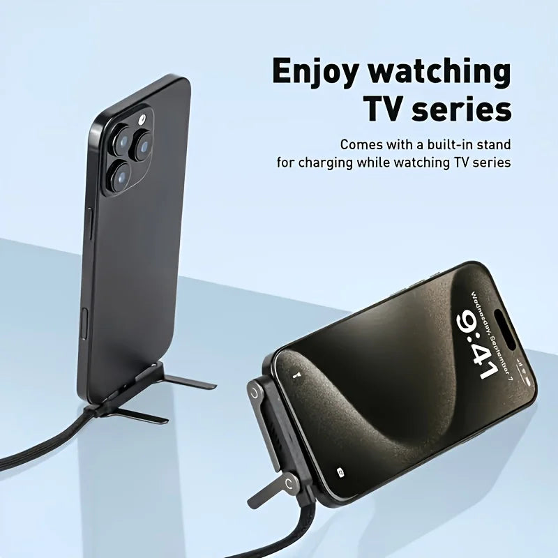  2-in-1 Holder Charger Cable – 240W Fast Charging Cord with Built-In Phone Stand USB Type C to USB-C Cable PD Cable Phone Holde