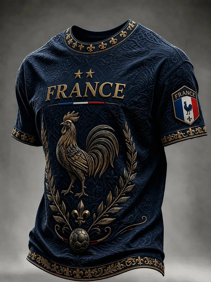 France Style Football Jersey T Shirt Men Women 3D Print Pattern Top Short Sleeve Quick Dry Breathable Casual Outdoor Summer Wear