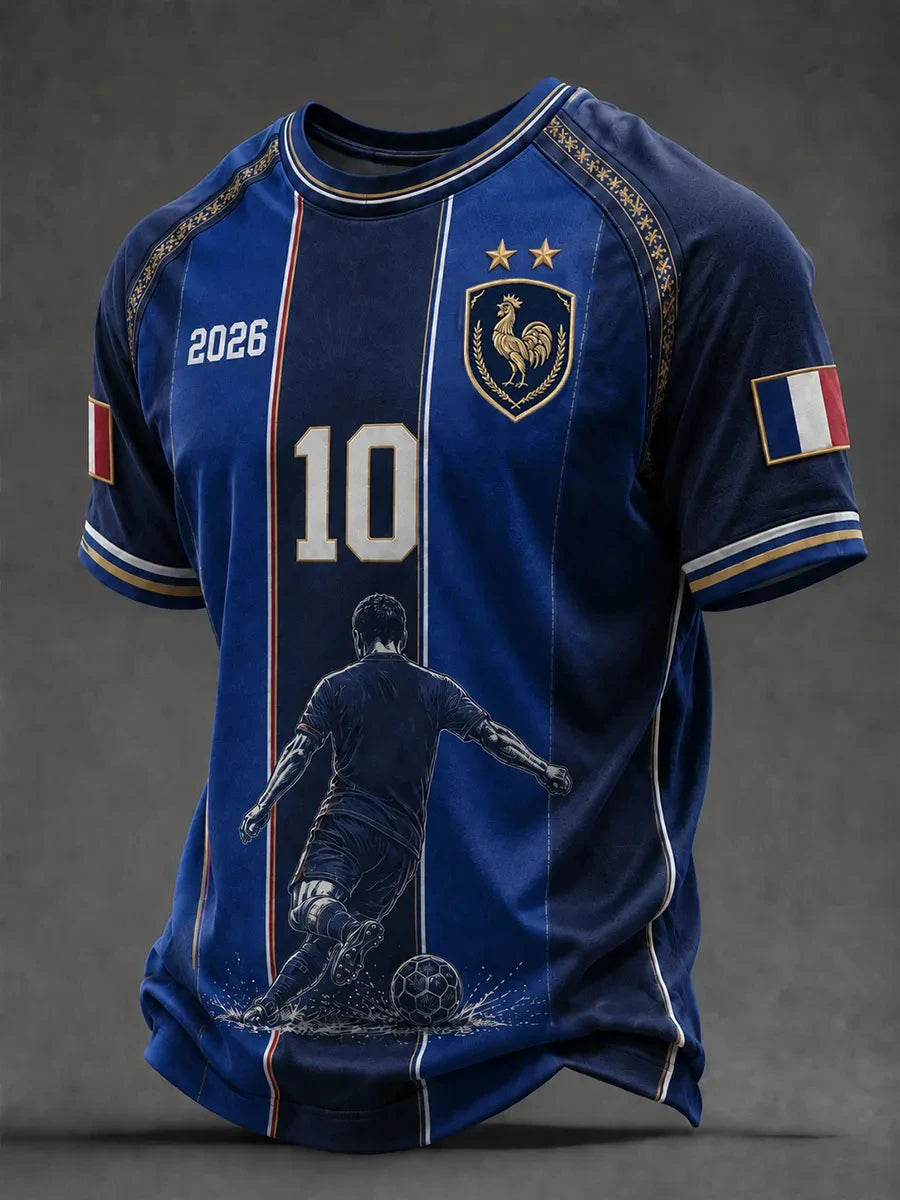 France Style Football Jersey T Shirt Men Women 3D Print Pattern Top Short Sleeve Quick Dry Breathable Casual Outdoor Summer Wear