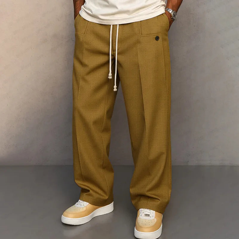 2026 Mens Cargo Joggers Multi Pocket Straight Baggy Pants Drawstring Ankle Trousers Khaki Yellow Plus Size 3XL Streetwear Hiking