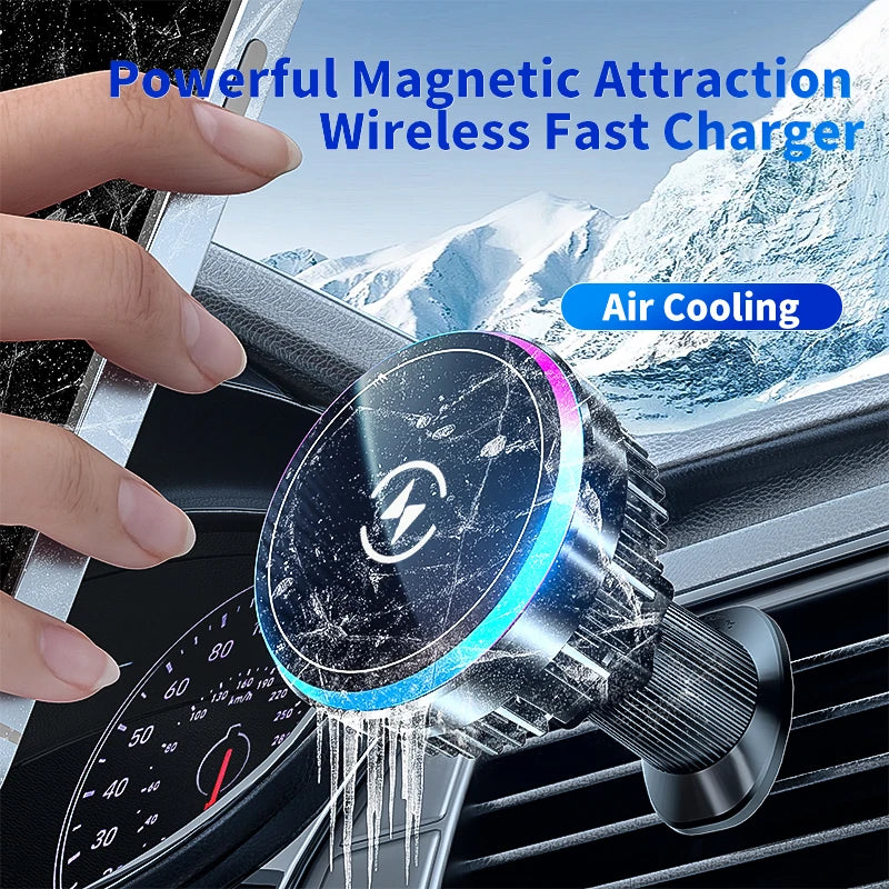 Cooling Phone Holder Car Magnetic Phone Cooler Semiconductor Active Coolers Cool Down Phone 15W Magsafe Fast Wireless Charger