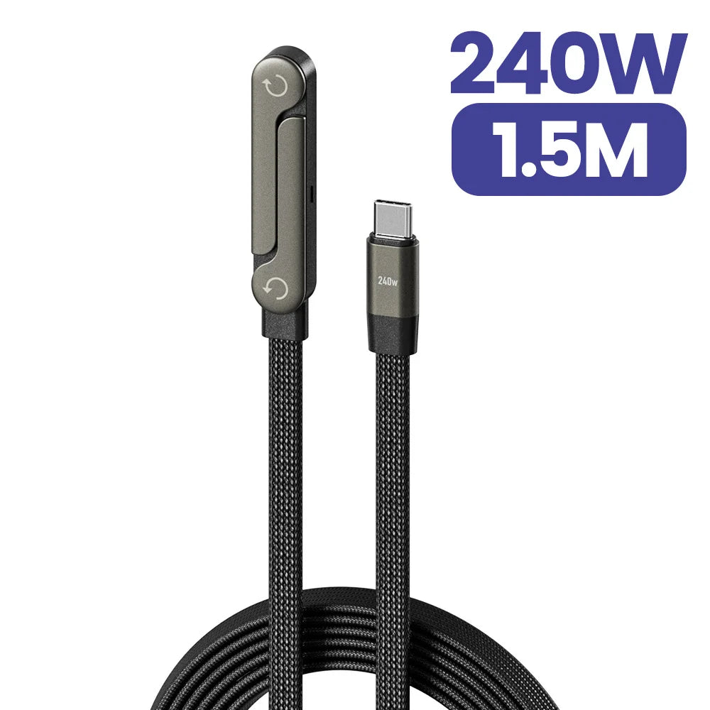 2-in-1 240w Built In Phone Stand Charging Cable USB C To USB C Quick Charge Data Wire For iPhone 17 Foldable Bracket Type C Cord
