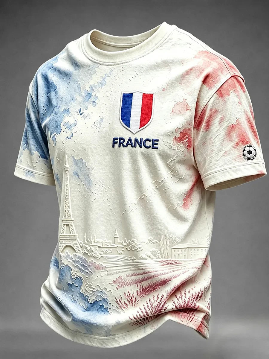 France Style Football Jersey T Shirt Men Women 3D Print Pattern Top Short Sleeve Quick Dry Breathable Casual Outdoor Summer Wear