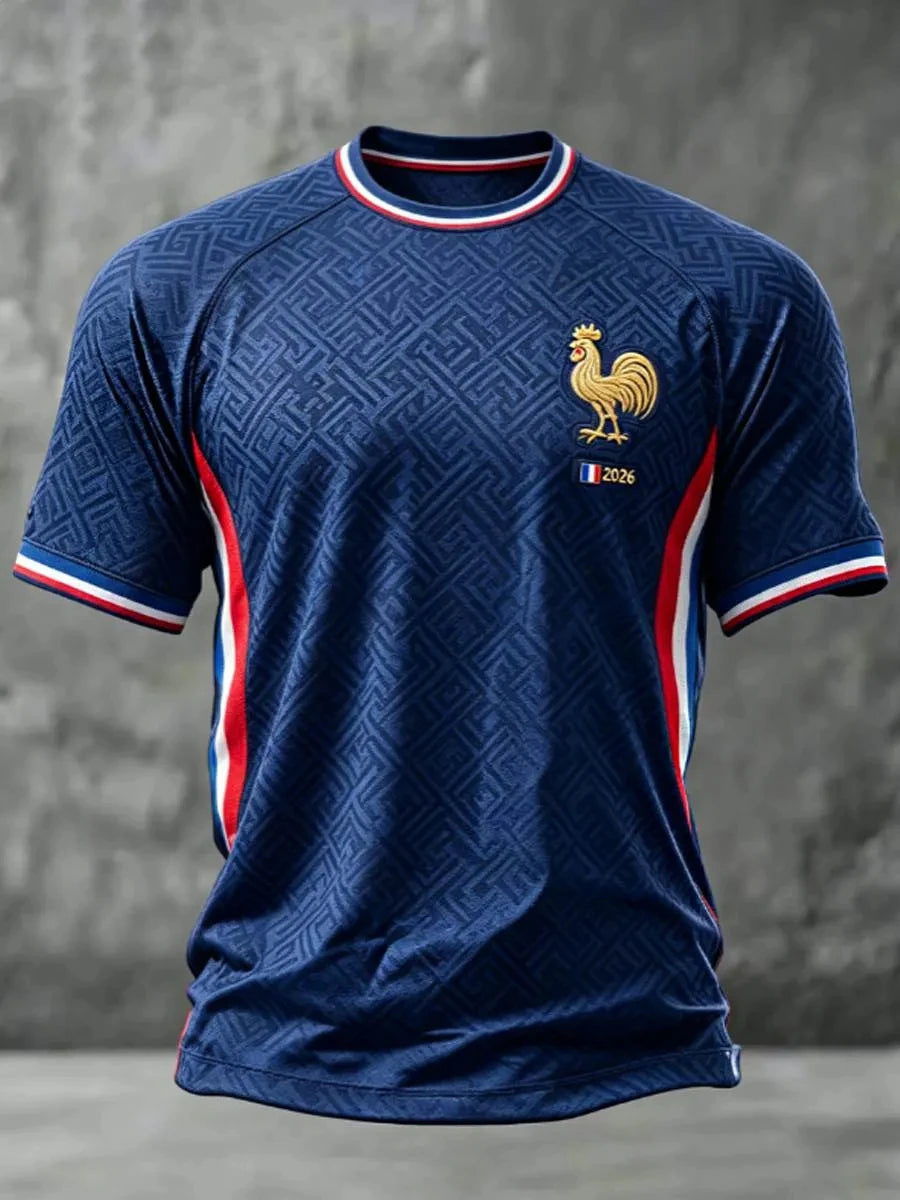 France Style Football Jersey T Shirt Men Women 3D Print Pattern Top Short Sleeve Quick Dry Breathable Casual Outdoor Summer Wear