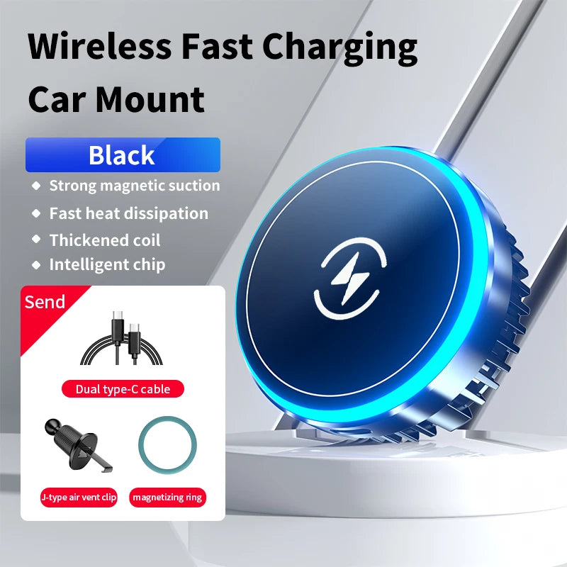 Cooling Phone Holder Car Magnetic Phone Cooler Semiconductor Active Coolers Cool Down Phone 15W Magsafe Fast Wireless Charger