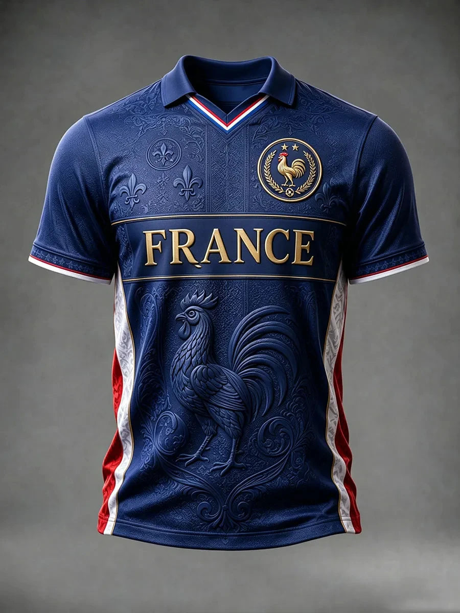 France Style Football Jersey T Shirt Men Women 3D Print Pattern Top Short Sleeve Quick Dry Breathable Casual Outdoor Summer Wear