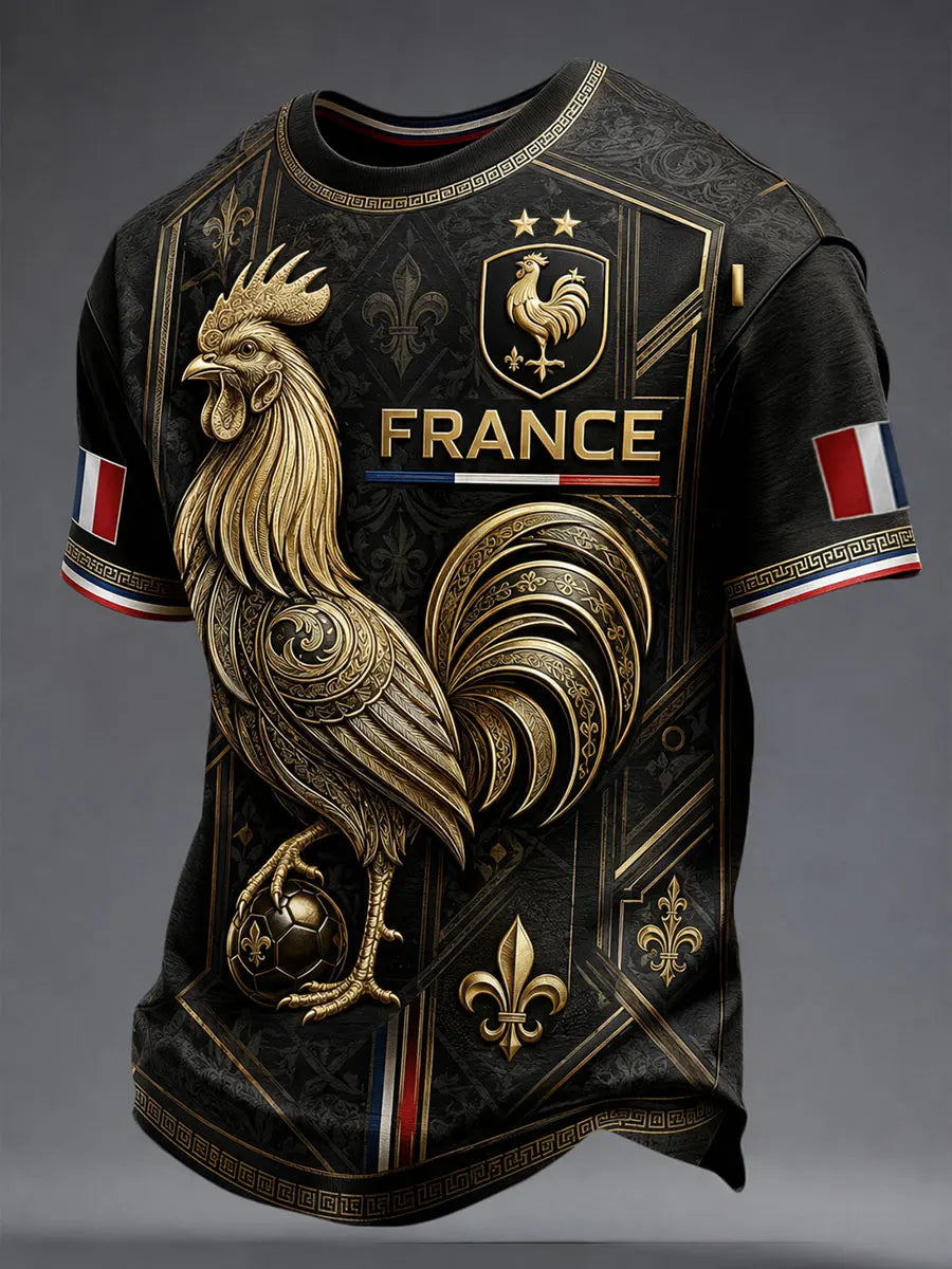 France Style Football Jersey T Shirt Men Women 3D Print Pattern Top Short Sleeve Quick Dry Breathable Casual Outdoor Summer Wear