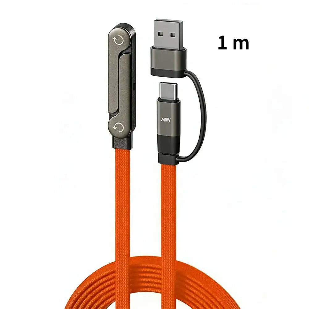  2-in-1 Holder Charger Cable – 240W Fast Charging Cord with Built-In Phone Stand USB Type C to USB-C Cable PD Cable Phone Holde