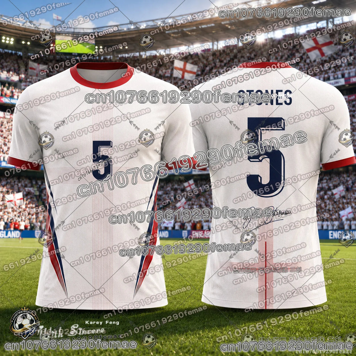 25-26 England Fan Soccer Jersey Men Sports Shirt Quick Dry Breathable Comfortable Casual Training Football Top Kids Adults