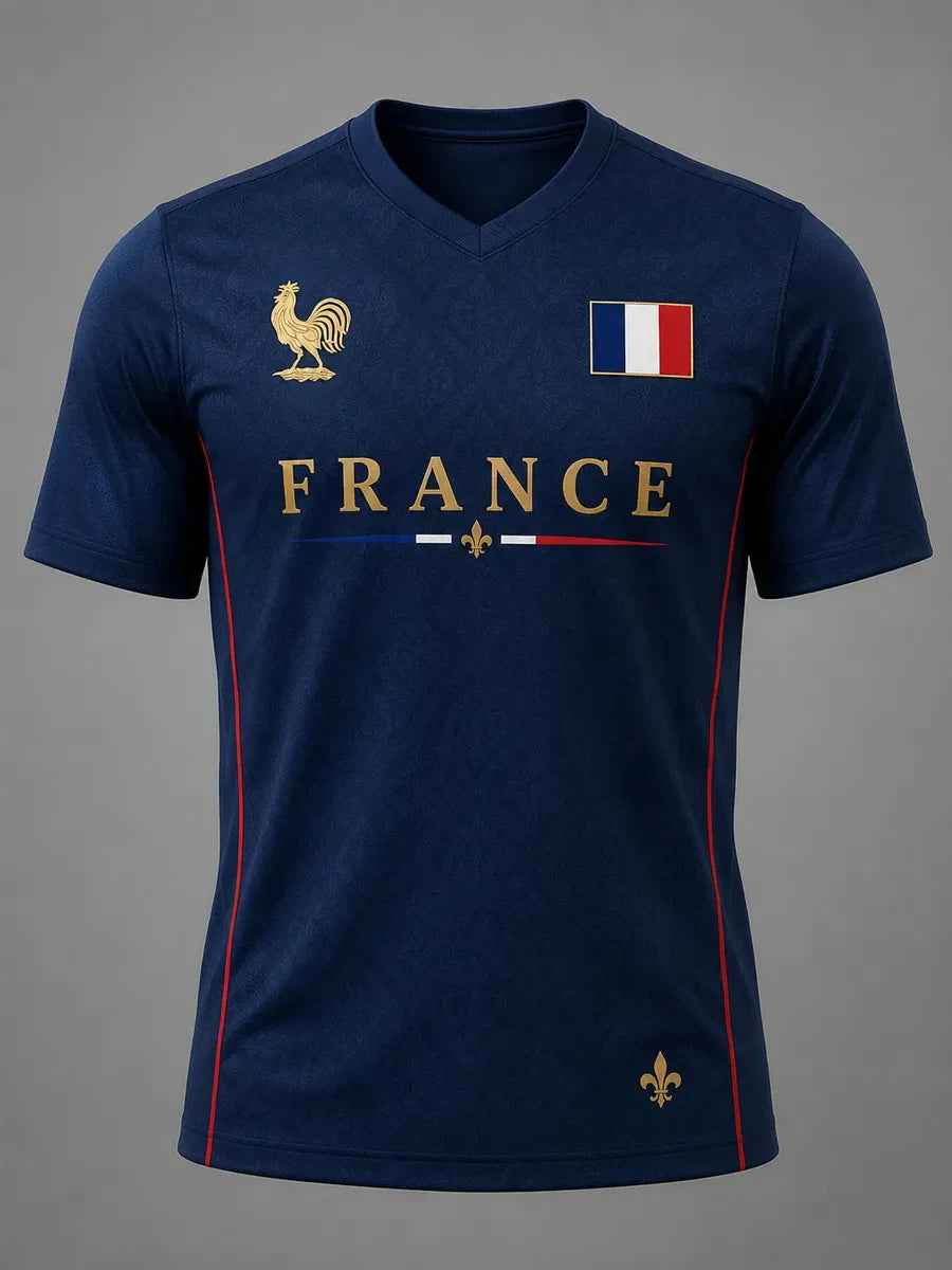 France Style Football Jersey T Shirt Men Women 3D Print Pattern Top Short Sleeve Quick Dry Breathable Casual Outdoor Summer Wear