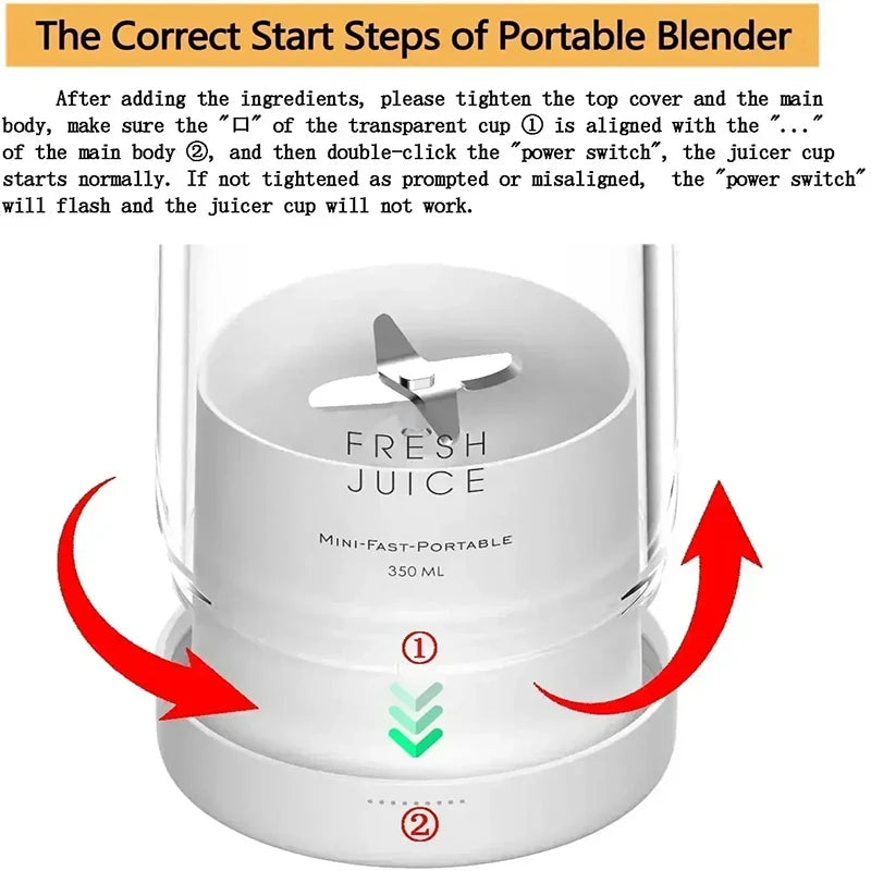 Personal Wireless Mini Fresh Juice Portable Blender USB Mixeur Fruit Mixer Batidora Liquidificador Licuadora Portatil Juicer