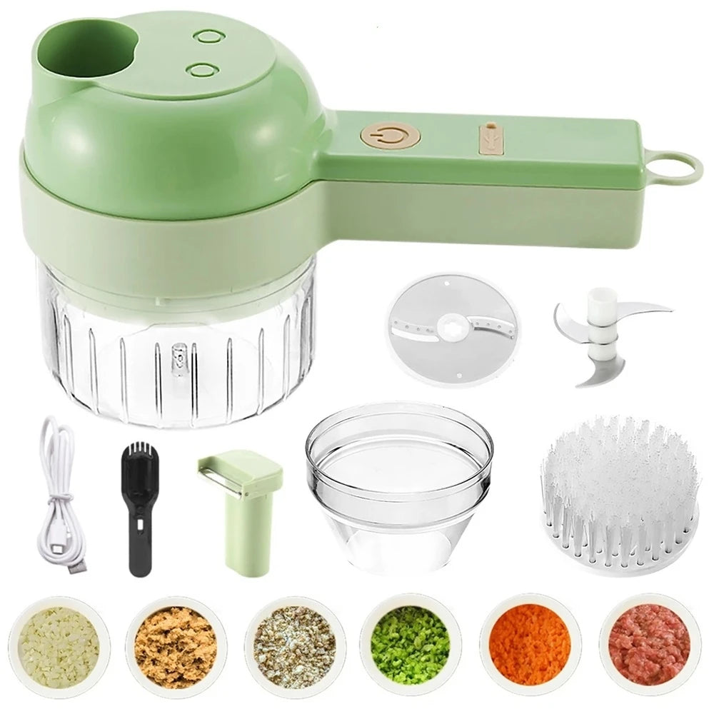 Multi-function Vegetable Processing Machine 4 in 1 Electric Food Processor Vegetable Cutter Garlic Masher Wireless Grinder Tools