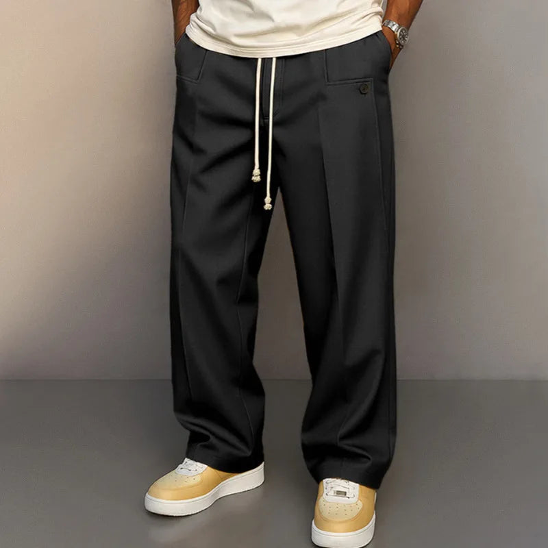 2026 Mens Cargo Joggers Multi Pocket Straight Baggy Pants Drawstring Ankle Trousers Khaki Yellow Plus Size 3XL Streetwear Hiking