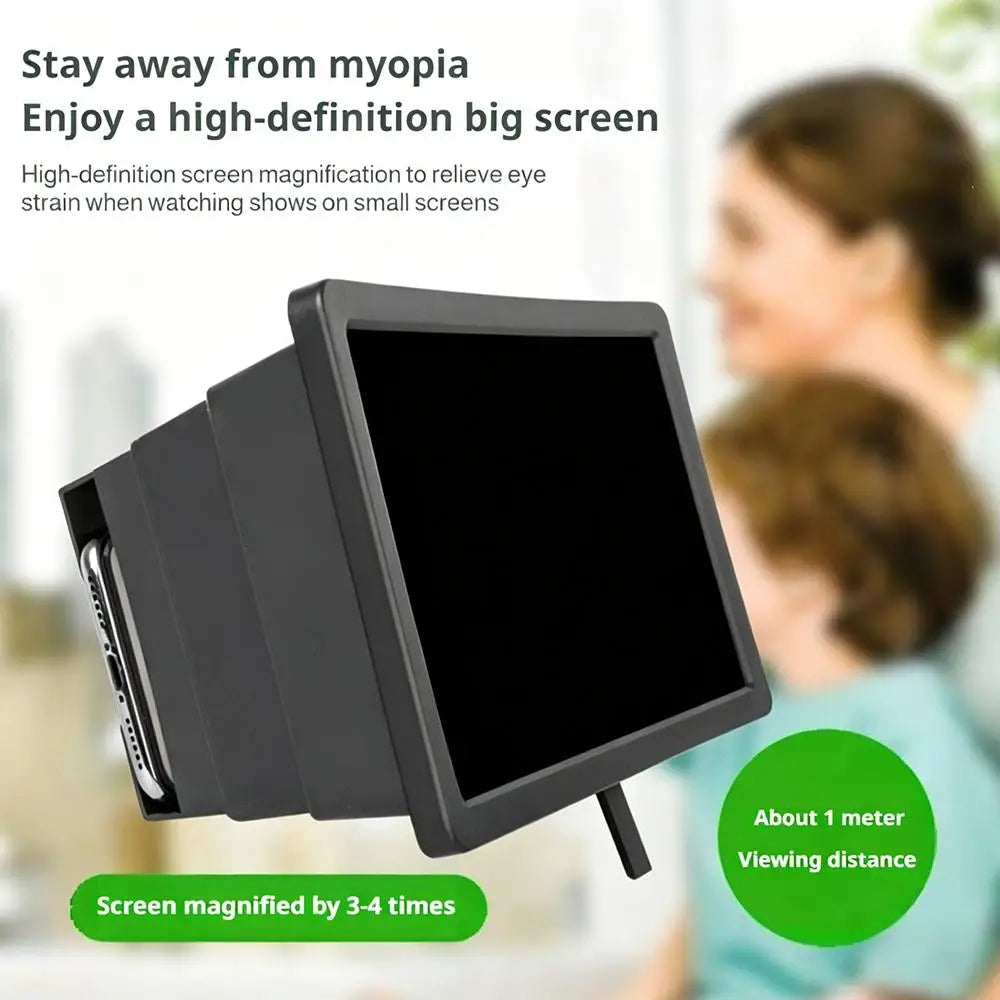 Telescopic Phone Screen Magnifier 3-4X Enlarged HD Mobile Screen Projector Anti-Glare Portable Cell Phone Video Amplifier Stand