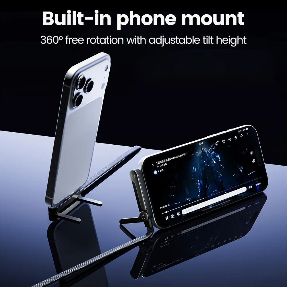 2-in-1 240w Built In Phone Stand Charging Cable USB C To USB C Quick Charge Data Wire For iPhone 17 Foldable Bracket Type C Cord