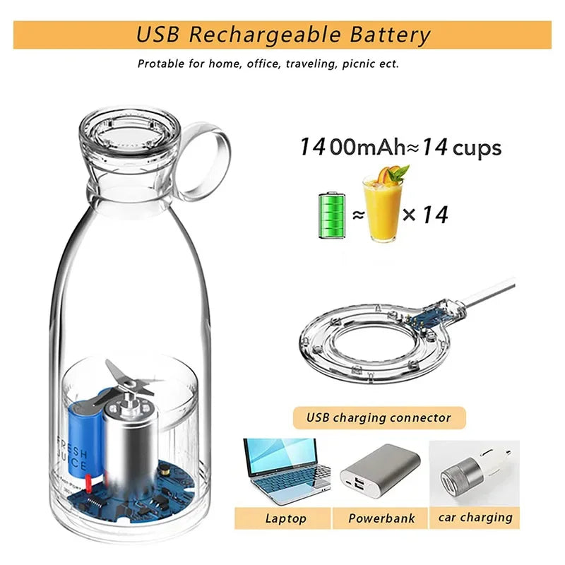 New Multi-Functional Electric Outdoor Portable Juicer Cup-Wireless Charging Household Mini Juice Maker Machine Blender High-Powe