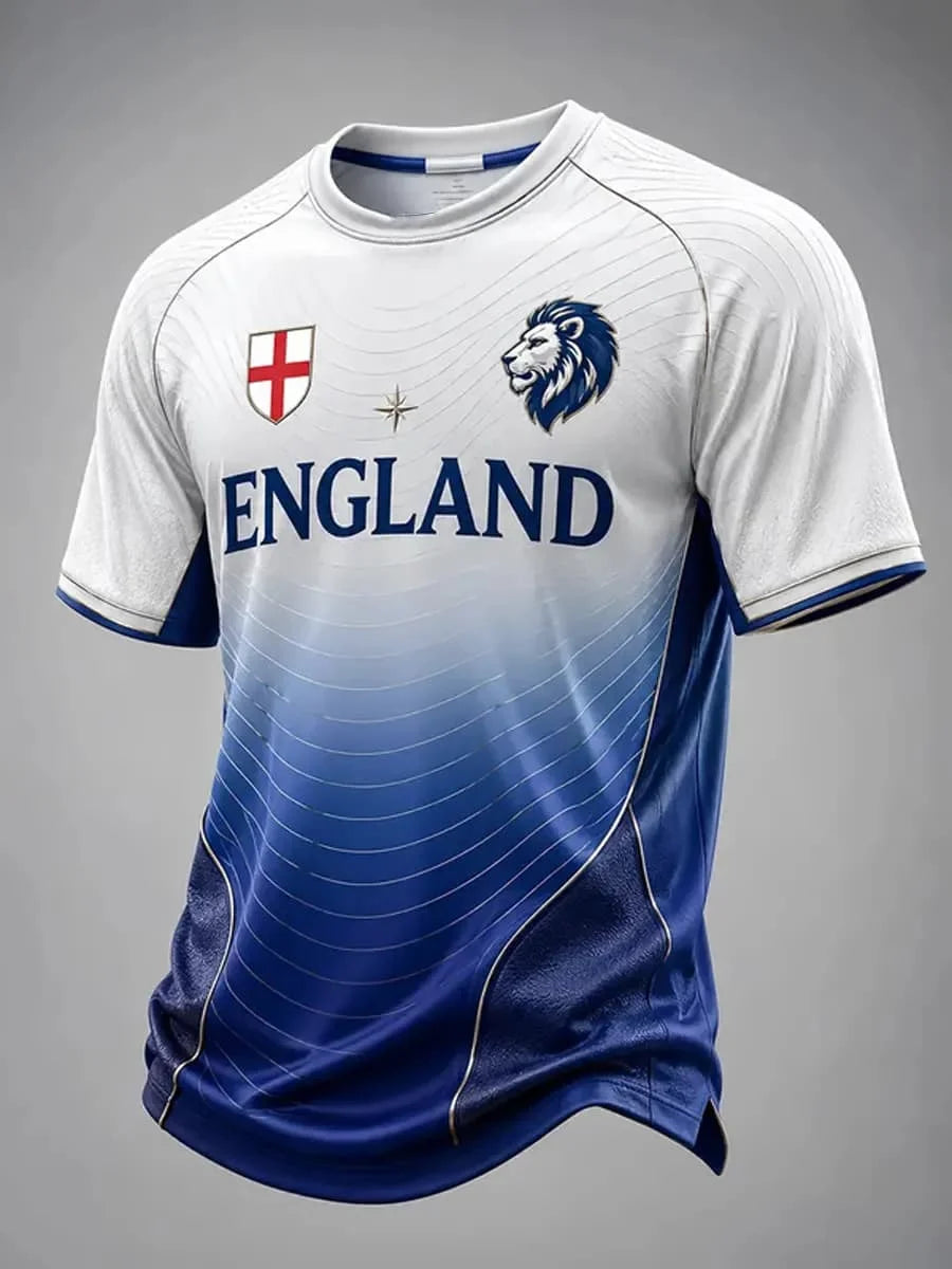 2026 New Men England Football Jersey Crew Neck Short Sleeve Navy Striped Collar Cuff National Fan Sports T-shirt