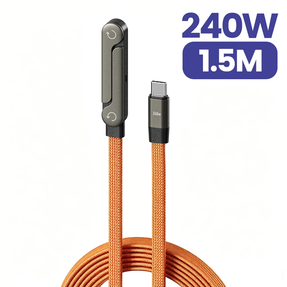 2-in-1 240w Built In Phone Stand Charging Cable USB C To USB C Quick Charge Data Wire For iPhone 17 Foldable Bracket Type C Cord