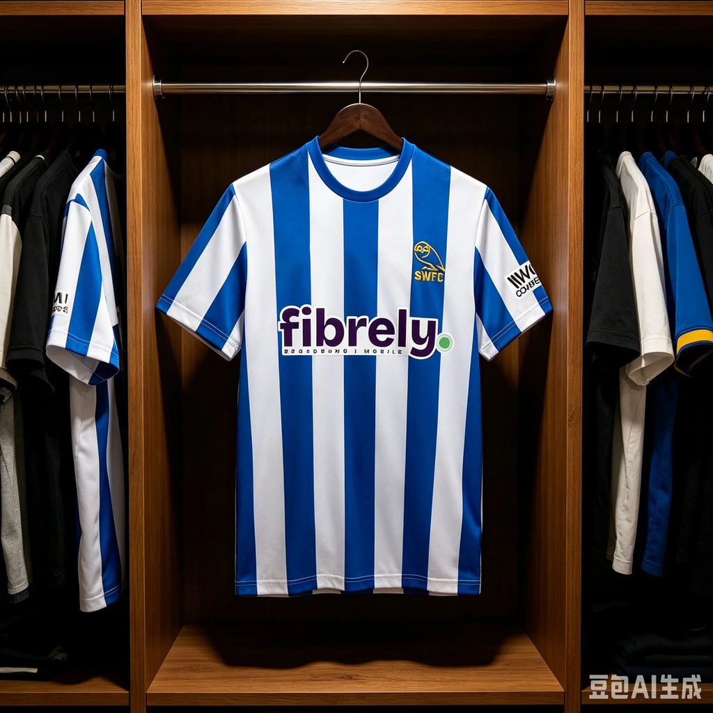 New Men's Wednesday SWFC Football Jersey Blue White Vertical Striped Short Sleeve Training Sports Quick-drying T-Shirt Summer
