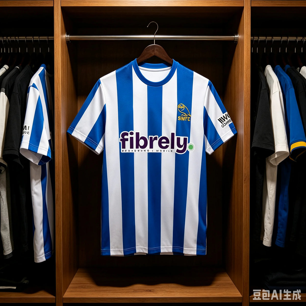 New Men's Wednesday SWFC Football Jersey Blue White Vertical Striped Short Sleeve Training Sports Quick-drying T-Shirt Summer
